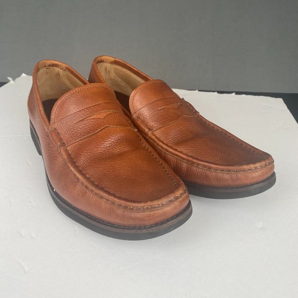 Peter Millar Hyperlight Pebble Grain Penny Loafer Brown 21121‎ Men's Size 8.5M - Picture 1 of 13